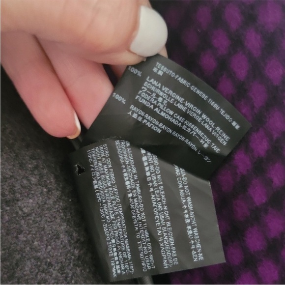 Balenciaga Purple & Black Check 100% Virgin Wool Pea Coat - Picture 6 of 11